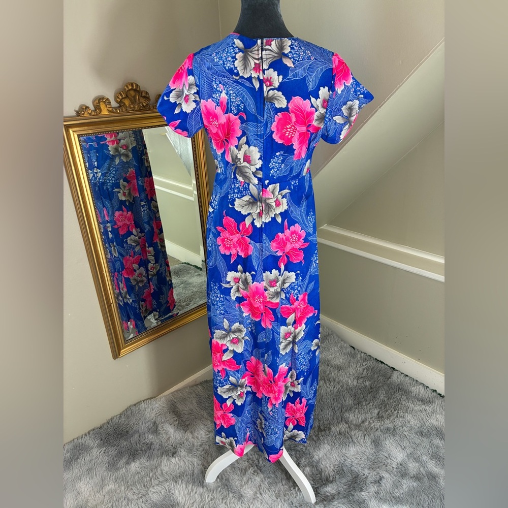 Vintage 70s Hukilau Fashions Medium Hawaiian Maxi MuuMuu Dress - Picture 5 of 10